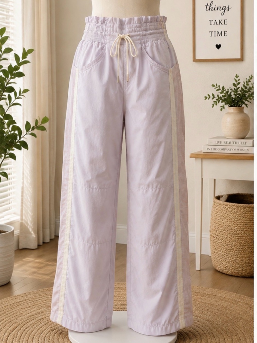 Free People Pink Cargo Track Pants Y2K Athleisure Drawstring
